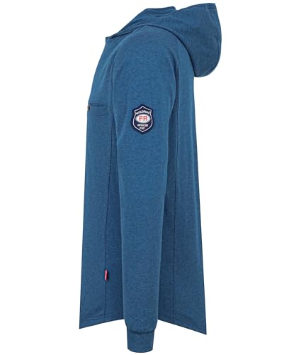 Image of BOCOMAL FR Hooded T Shirts Utility Pocket Fire Resistant Summer Hoodie CAT2 | 6oz Midweight Flame Retardant Cotton Hoodies,Kangaroo /Button Pocket,NFPA2112,Rib-Knit Cuffs,FRC Welding Arc Rated Work Shirt
