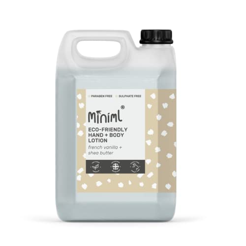 Miniml Gel loción manos y cuerpo Miniml Natural, recarga 5L con vainilla francesa y manteca de karité, ecológico, para piel sensible, 100% vegano y libre de crueldad