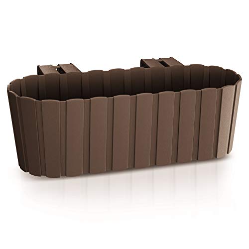Prosperplast Boardee Hook Blumenkasten Balkonkasten Blumentopf Pflanzkasten 4,9L 383x212x130mm (Braun)