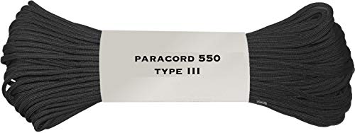Image of 50ft 550 Cord Paracord Parachute Survival Cord (Black)