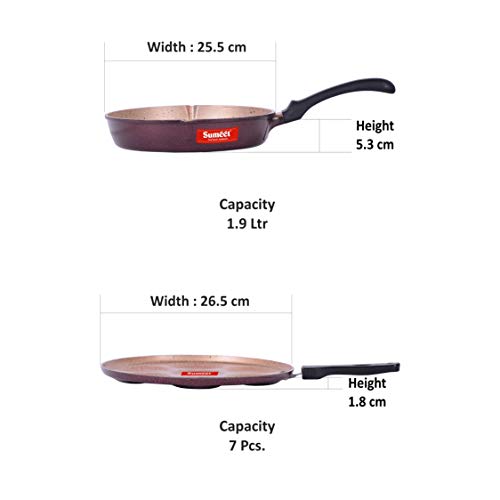 Image of Sumeet Nonstick Granite Finish PACER Cookware set (Multi Snack Maker - 7 Cavity - 26.5cm Dia + Round Grill Pan 25.5cm Dia)