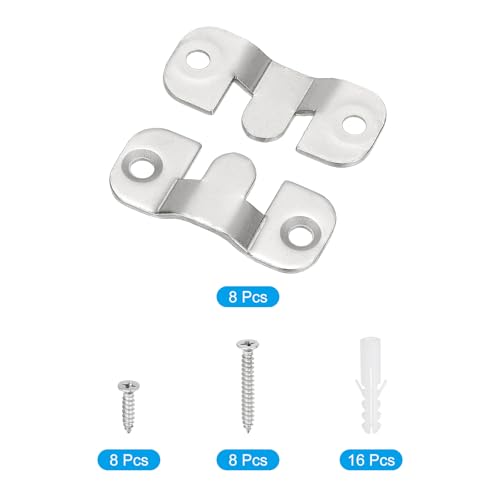 Image of PATIKIL Flush Mount Bracket, 4 Sets Interlock Headboard Wall Mounting Brackets Nickel-Plated Steel Photo Frame Mirror Hook Picture Hangers for Large Picture Display, Silver