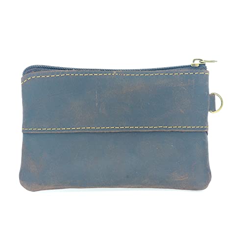 JJNUSA Genuine Leather Zipper Coin Purse for Men, Credit Card Case Holder, Mens Tray Purses Coin Purse Cash Change Wallet Car Smart Holder Money Pouch Darkbrown2