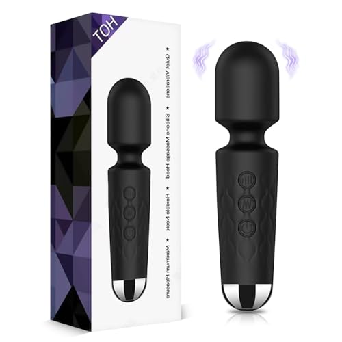 Vibración para Mujeres Vibrador Masajeador en Palo, Dispositivo de Masaje Manual Eléctrico Inalámbrico, Masajeador en Palo de Silicona Suave con 20 Tipos de Vibración Diferentes, Silencioso & Potente
