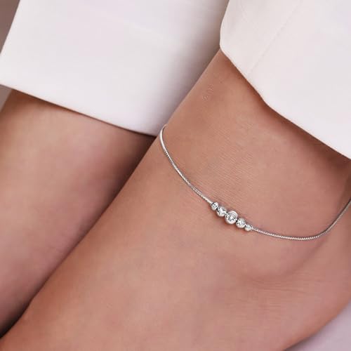 Image of ZAVYA 925 Sterling Silver Chain Look Anklet | Plated Precious Gift Ideas-Women Chain Anklet | With Certificate of Authenticity and 925 Hallmark