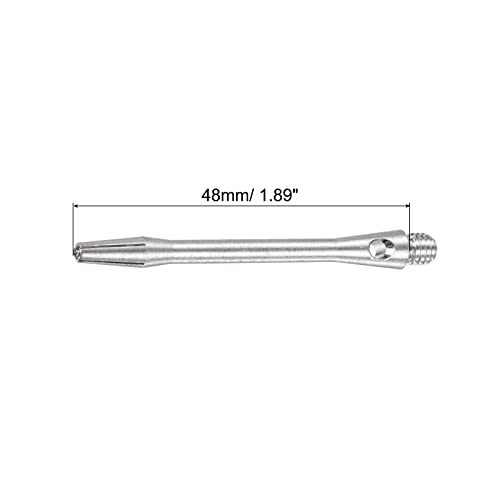 Image of PATIKIL 48mm Dart Shafts, Medium 2BA Thread Aluminum Dart Stems Dart Accessories Throwing Fitting for Steel Tip - 6 Pack (Silver Tone)