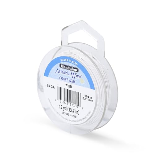 Image of Artistic Wire, 24 Gauge Silver Plated Tarnish Resistant Colored Copper Craft Wire, White, 15 yd