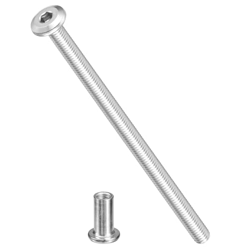 Image of METALLIXITY Crib Screws Replacement Set(M6-1x110mm) 20Pcs, Stainless Steel Connector Bolts M6 Screw Barrel Nuts Binding Screws, for Chair Cabinet Bed, Silver