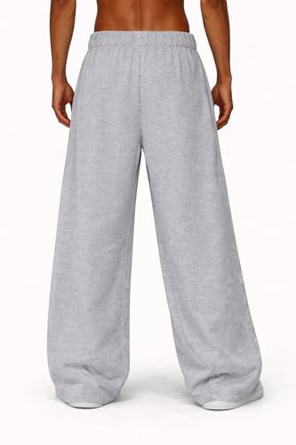 Image of JUGULAR Men's Baggy Barrel Wide Leg Loose Fit Streetwear Track Pants, Black, Pure Cotton, Elastic Waistband, Side Pockets