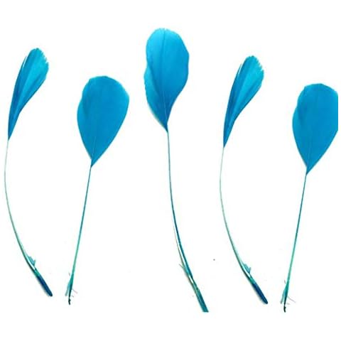 Dark Turquoise Stripped Coque Style Feathers x 5 - Fascinators, weddings - 6 inches approx by GC Cover
