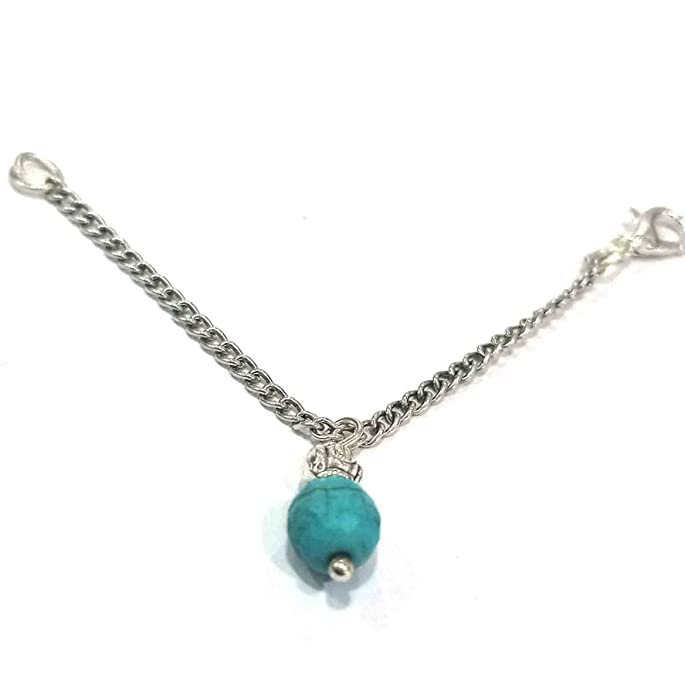 Semi Precious Turquoise Gemstone Beads Adjustable Bracelet Charm Watch Charm Bag Charm Mobile Charm 4 Inch Long 10 mm Beads( Same as Shown In Image )