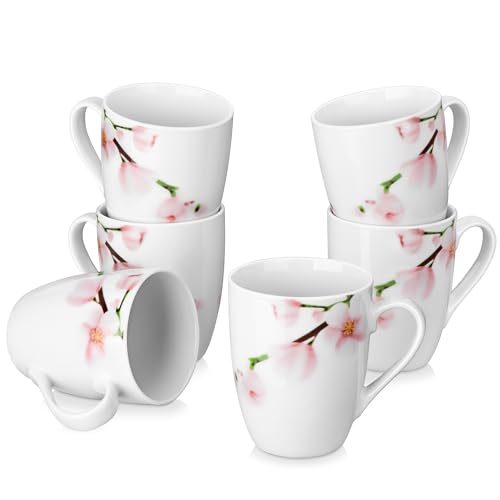 VEWEET, série ANNIE, Lot de 6 Mugs de 330ml en Porcelaine, Ensemble de Tasse à Café Style Moderne, Tasse de Petit-Déjeuner, Passe au Lave-Vaisselle - Motif...