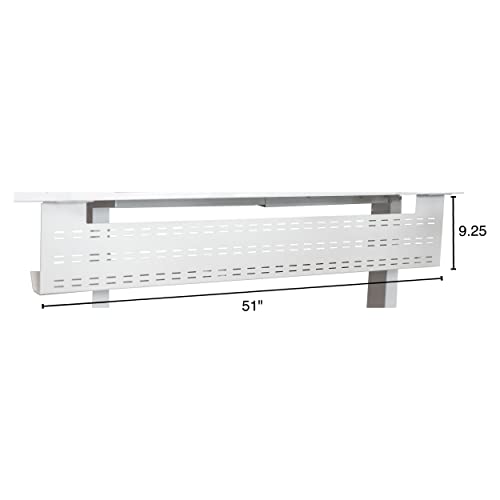 Image of Stand Up Desk Store Under Desk Cable Management Tray Black Horizontal Computer Cord Raceway and Modesty Panel (White, 51 inch)