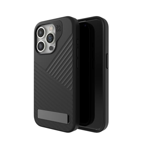 ZAGG Denali Snap Coque de Protection pour Apple iPhone 15 Pro, béquille, Compatible MagSafe, Chargement sans Fil, graphène, Design Fin, Double Couche, Noir