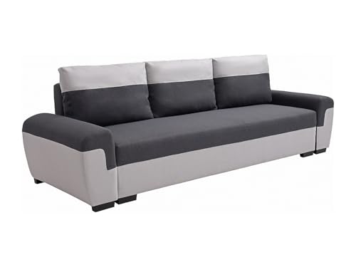 Vente-unique - Canapé 3 Places Convertible en Tissu Anthracite et Gris Clair Gaby II