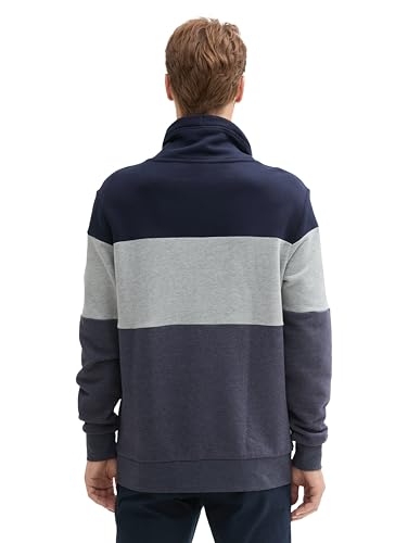 Tom Tailor Herren Colourblock Sweatshirt mit hohem Kragen, 10668 - Sky Captain Blue, S – Ansicht 3