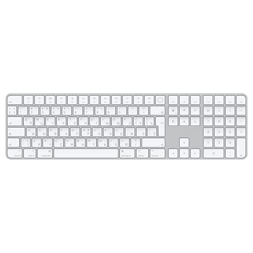 Image of Apple Magic Keyboard with Touch ID and Numeric Keypad: Wireless, Bluetooth, Rechargeable. Works with Mac Computers with Apple Silicon; Russian - White Keys (Renewed)