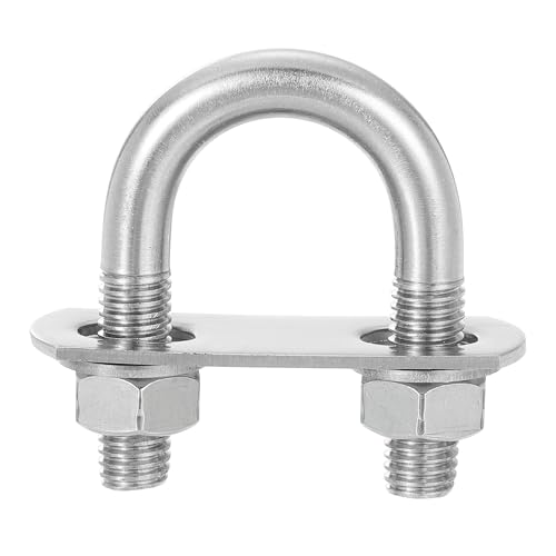 Image of uxcell Round U-Bolts, 8 Sets 27mm(1.06 inch) Inner Width 56mm Length M10 304 Stainless Steel U Clamp Bolt with Nuts and Plates, for Boat Trailer
