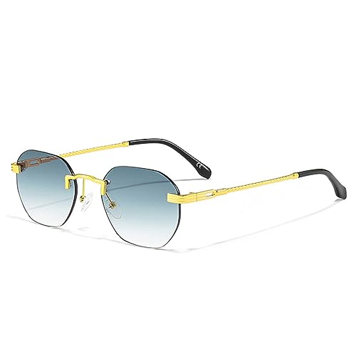 Lunettes de soleil miroir rondes UV400 lunettes de mode sans monture homme femme
