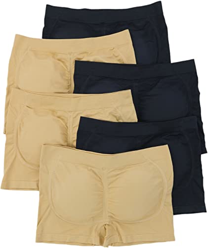 Image of ToBeInStyle Women's 6 Pack Butt Booster Padded Panty Briefs or Boyshorts w /Removable Thick Foam Pads