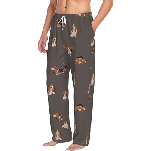 Basset Hound Dog Men'S Pajama Pants Pockets Pj Sleepwear Pants For Men2