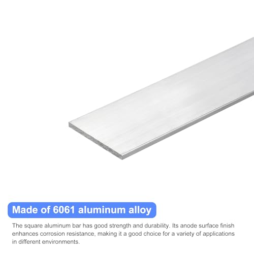 Image of uxcell Square Aluminum Flat Bar, 3 /16 inch Thick 2.4 inch Width 12 inch Length Square Aluminum Bar 6061 Aluminum Flat Plate, 4 x 60 x 305mm T6511 Solid New Mill Stock for Industrial Building
