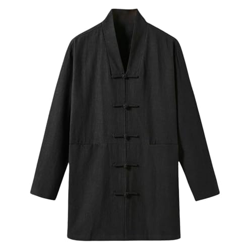 Hanfu Tang d'automne pour homme vetement traditionnel asiatique lin retro unie