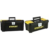 Stanley STST1-75518 Essential 16" Toolbox with Metal latches, Black/Yellow, Inch & STST1-75515 Low Essential Tool Box, Black/Yellow, 12.5-Inch