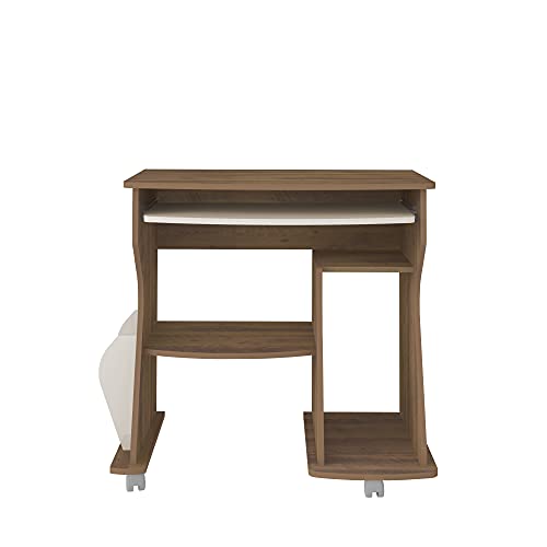 Mesa para Computador com rodízios e porta-revistas 160 cor Pinho/Off White - Artely