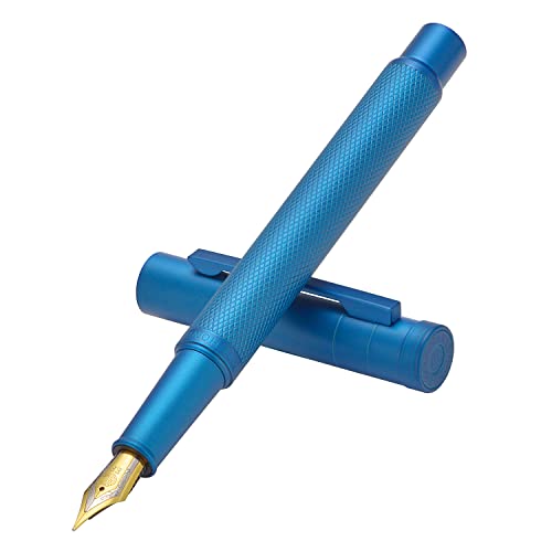 Image of Asvine Blue Forest Fountain Pen Extra Fine Nib, Classic Design with Converter and Metal Pen Case, The Light of Hope Serise
