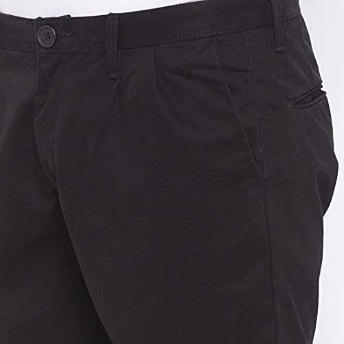 Image of Spykar Mens Cotton Black Solid Trousers