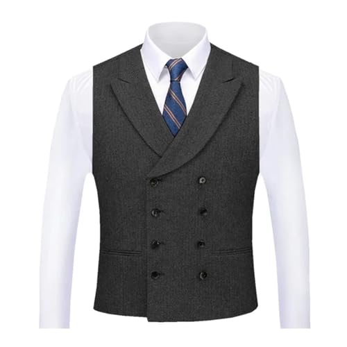 Men's Vest Double Breasted Lapel Business Birthday Wedding Banquet Work Suit Vest3