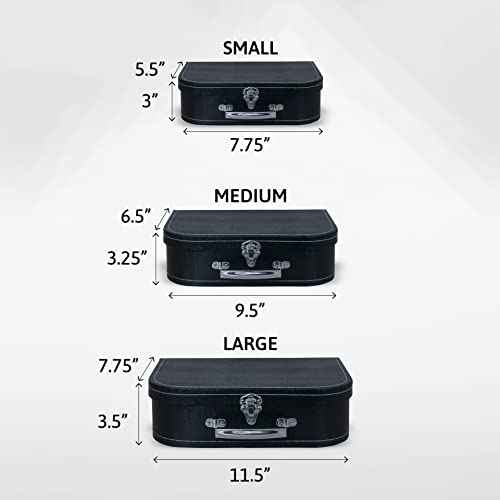 Wald Imports - Set Of 3 Paperboard Suitcases -Decorative Storage Boxes - Suitcase Set For Decoration, Storage, And More (Black) #TOP1