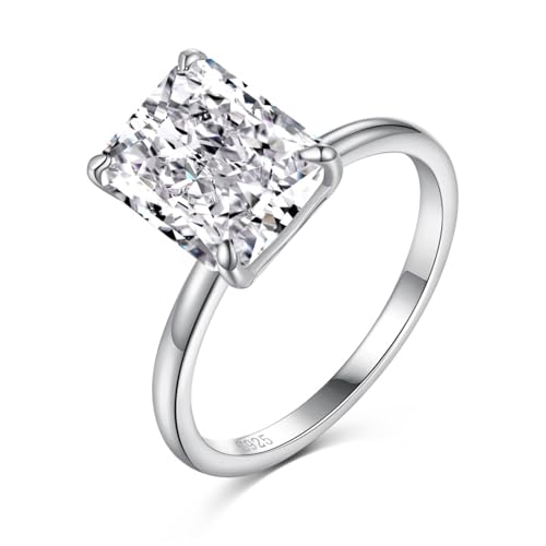 Jeulia 4 ct Radiant Cut Engagement Ring for Women,Sterling Silver Diamond Promise Ring Halo Solitaire White Wedding Band Anniversary Bridal Set with Jewelry Gift Box2
