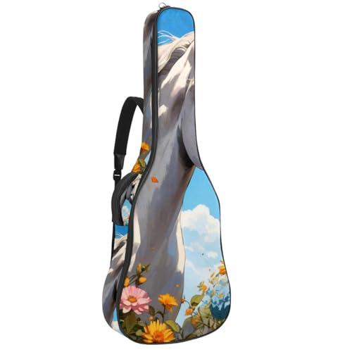 Sac pour guitare acoustique imperméable 42.9x16.9x4.7 in avec motif floral cheval