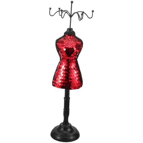BESPORTBLE Expositor de Joyería Grande Rojo Lentejuelas Soporte para Pendientes y Organizador de Accesorios Adecuado para Ferias de Artesanía y Venta de Joyas Decoración para Bodas y