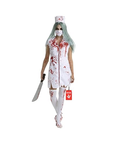 Morph Disfraz Enfermera Sangrienta, Traje de Enfermera Zombie para Halloween, Disfraces de Miedo para Halloween, XL