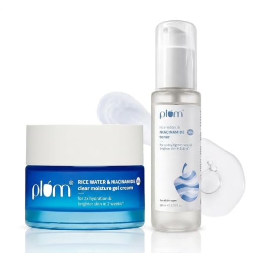 Image of Plum Niacinamide Hydration Duo | Oil-Free Moisture, Pore Tightening & Bright Glowing Skin | Gel Cream 25g + Toner 80ml