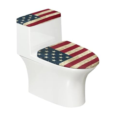 GLENLCWE Vintage American Flag Toilet Seat Cover Universal Patriotic Toilet Tank Lid Cover for Bathroom Washable Toilet Tank Cover Replacement Non Slip Cover