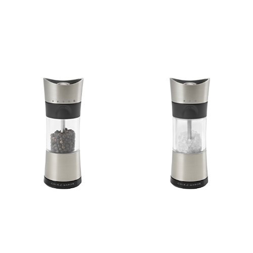 Cole & Mason Horsham Inverter Pepper Mill, Acrylic and Chrome, 154mm with Precision Grind Horsham Inverter Salt Mill - Acrylic and Chrome/Silver, 15.5 cm
