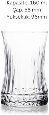 6’lı Kristal Desenli Cam Çay Bardağı Seti – 160 ml İnce Belli Modern Tasarım – Isıya Dayanıklı Cam Bardak – Şık ve Zarif Sunum İçin Çay ve Kahve Bardağı - Görsel 5