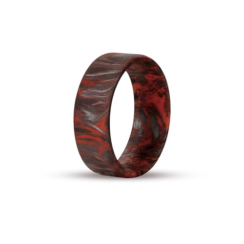 Full Carbon Fiber Matte Ring for Men,Handmade Ring Band Durable, 8mm Black with Red Men's rings Comfort Fit Size 8.5-112