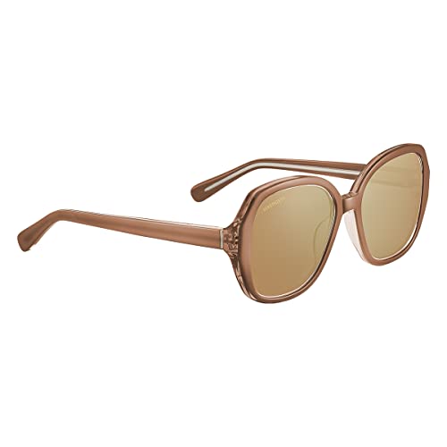 Serengetti Hayworth Polarized Sunglasses - Shiny Transparent Sand Beige Frame, Gold Drivers Lenses - View #9