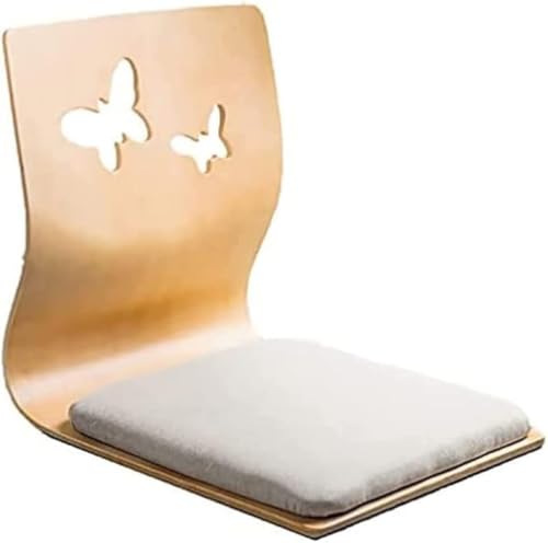 WNRJ和室用座椅子 木製フロアーチェア 背もたれ付き 高反発PUレザークッション付 省スペース軽量 木色シンプルデザイン 座敷専用家具いす 居家リラックス用 収納しやすい和風座椅子 ホーム用実用的チェア 木製フレーム耐久性優れ 高反発クッション長時間座り