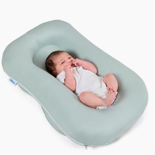 Image of Rahoo Baby: Learn & Lounge Baby Lounger Pillow for Newborn - Ergonomic Newborn Lounger Pillow for Infants - Portable & Machine Washable Infant Lounger Pillow - Anti Reflux Baby Lounger - Space Gray