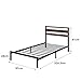 Zinus Kai Bettgestell 90 x 200 cm mit Bambus Kopfteil - Metallbett 90x200 mit Metall-Lattenrost - 80 cm Hohe Plattform mit Freiraum Darunter - Kein Boxspringbett Erforderlich - Schwarz/Braun