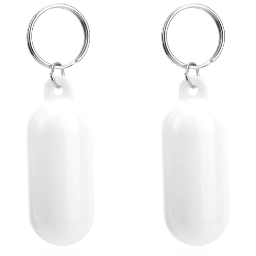 Image of Gosknor 2pcs Boat Floating Keychains, Pill Shaped Float Key Ring Pendant Water Sport Accessory for Kayak Sailing Surfing Boating Rowing Fishing (White)
