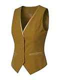 Allegra K Waistcoat for Women's Steampunk Velvet Vintage 2025 Sleeveless Blazer Dressy Suit Vests Medium Camel