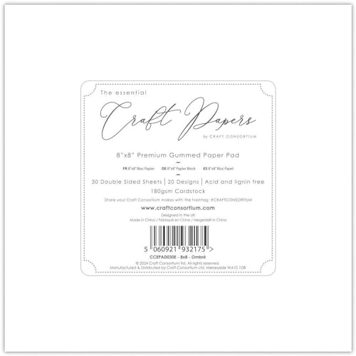 Papier double face ombré 20,3 cm Craft Consortium rigide pour découpes