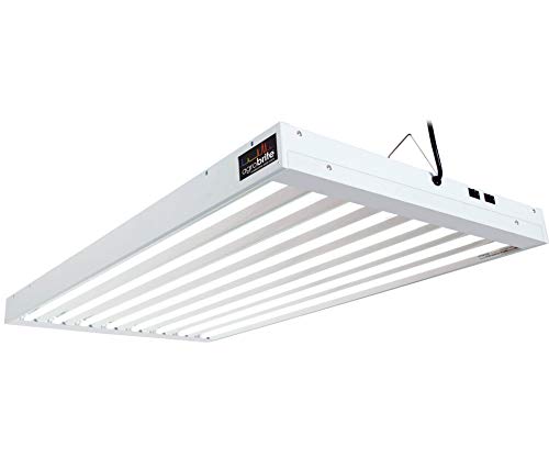 Hydrofarm Agrobrite FLT48 T5 Fluorescent Indoor Grow Light Fixture 4 Foot, 432W (8x54w), 8X T5 Tubes, White, Up to 920 umol/s PPF and 40,000 Lumens, 6500k, 10 ft. Power Cord, 2 Hanging Wires